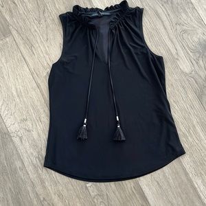 WHBM ruched neck sleeveless, Black, Size S